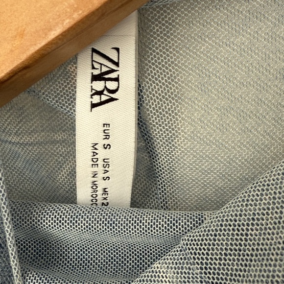 Zara Denim Print Long Sleeve Dress Size S - Picture 10 of 16